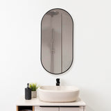 Espejo de Baño Axel Negro 50x100cm Ovalado con Marco En Aluminio