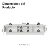 Rack de TV Agata Blanco 218x52cm para TV Hasta 80 Pulgadas con Cinco Cajones