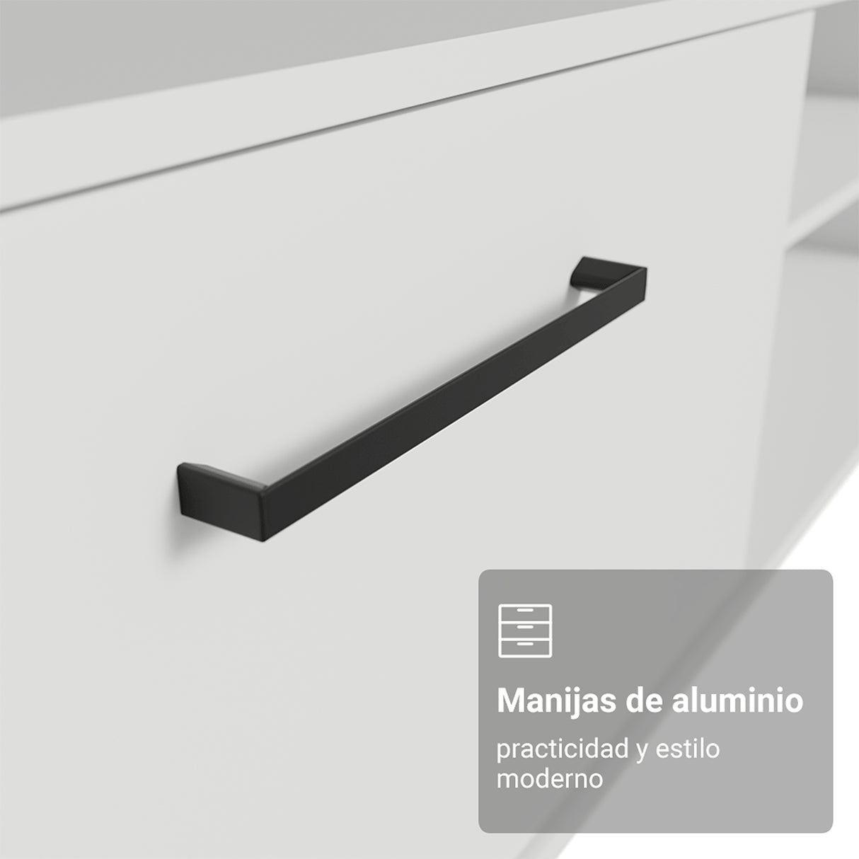 Rack de TV Agata Blanco 218x52cm para TV Hasta 80 Pulgadas con Cinco Cajones