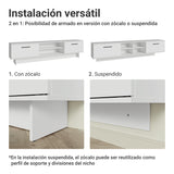 Rack de TV Agata Blanco 218x52cm para TV Hasta 80 Pulgadas con Cinco Cajones