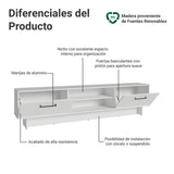 Rack de TV Agata Blanco 218x52cm para TV Hasta 80 Pulgadas con Cinco Cajones