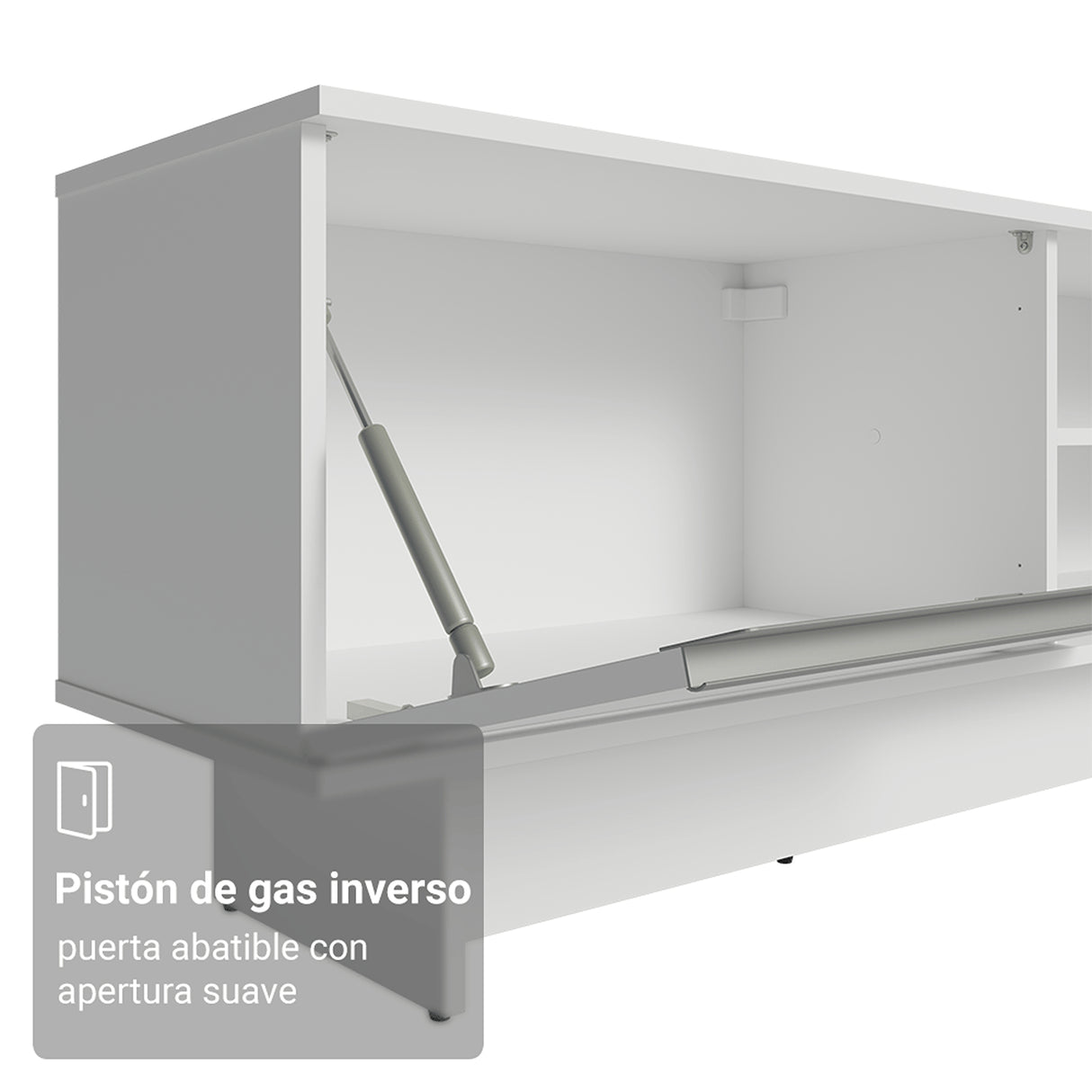 Rack de TV Glamy Blanco 218x52cm para TV Hasta 80 Pulgadas con Cinco Cajones