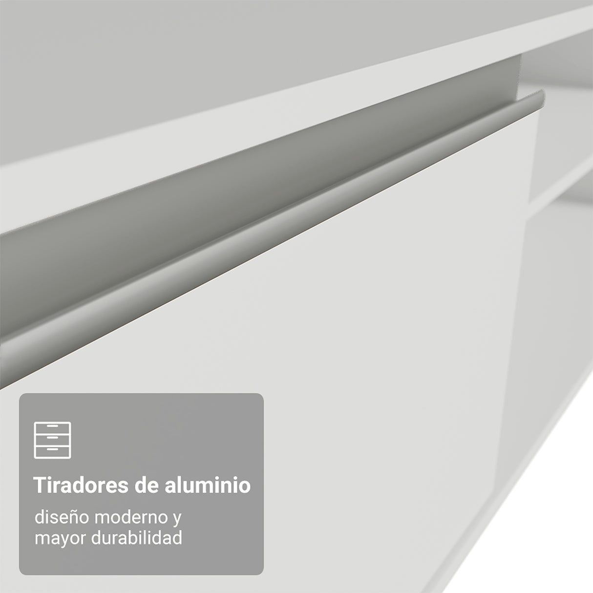 Rack de TV Glamy Blanco 218x52cm para TV Hasta 80 Pulgadas Flotante con Cinco Cajones