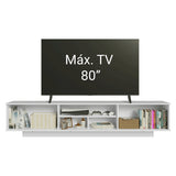 Rack de TV Glamy Blanco 218x52cm para TV Hasta 80 Pulgadas Flotante con Cinco Cajones
