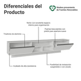 Rack de TV Glamy Blanco 218x52cm para TV Hasta 80 Pulgadas Flotante con Cinco Cajones
