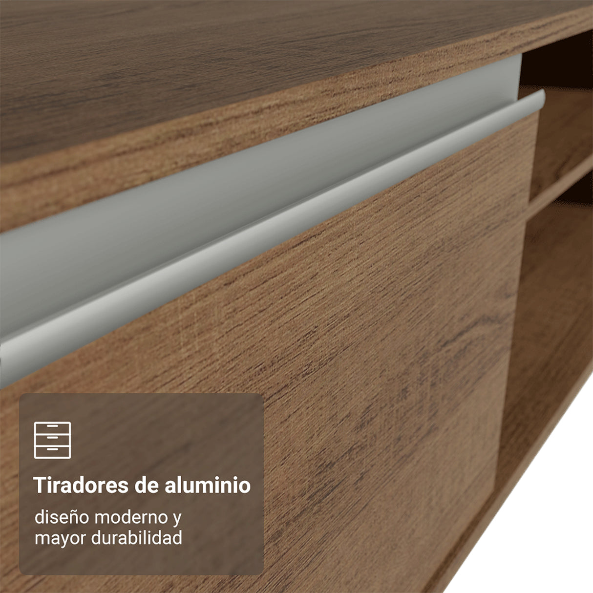 Rack de TV Glamy Marrón 218x52cm para TV Hasta 80 Pulgadas Flotante con Cinco Cajones