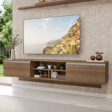 Rack de TV Glamy Marrón 218x52cm para TV Hasta 80 Pulgadas Flotante con Cinco Cajones