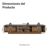 Rack de TV Agata Marrón y Blanco 218x52cm para TV Hasta 80 Pulgadas Flotante con Cinco Cajones
