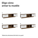 Rack de TV Agata Marrón y Blanco 218x52cm para TV Hasta 80 Pulgadas Flotante con Cinco Cajones