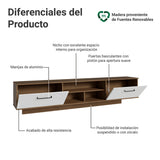 Rack de TV Agata Marrón y Blanco 218x52cm para TV Hasta 80 Pulgadas Flotante con Cinco Cajones