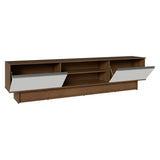 Rack de TV Glamy Marrón y Blanco 218x52cm para TV Hasta 80 Pulgadas con Cinco Cajones
