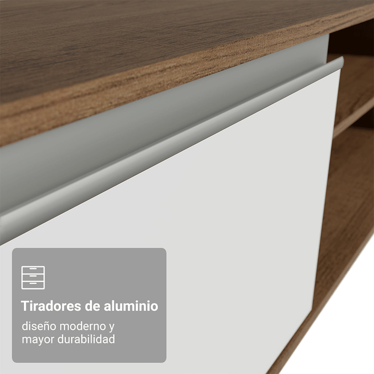 Rack de TV Glamy Marrón y Blanco 218x52cm para TV Hasta 80 Pulgadas con Cinco Cajones