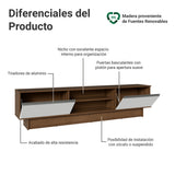 Rack de TV Glamy Marrón y Blanco 218x52cm para TV Hasta 80 Pulgadas con Cinco Cajones