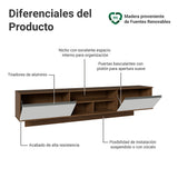 Rack de TV Glamy Marrón y Blanco 218x52cm para TV Hasta 80 Pulgadas Flotante con Cinco Cajones
