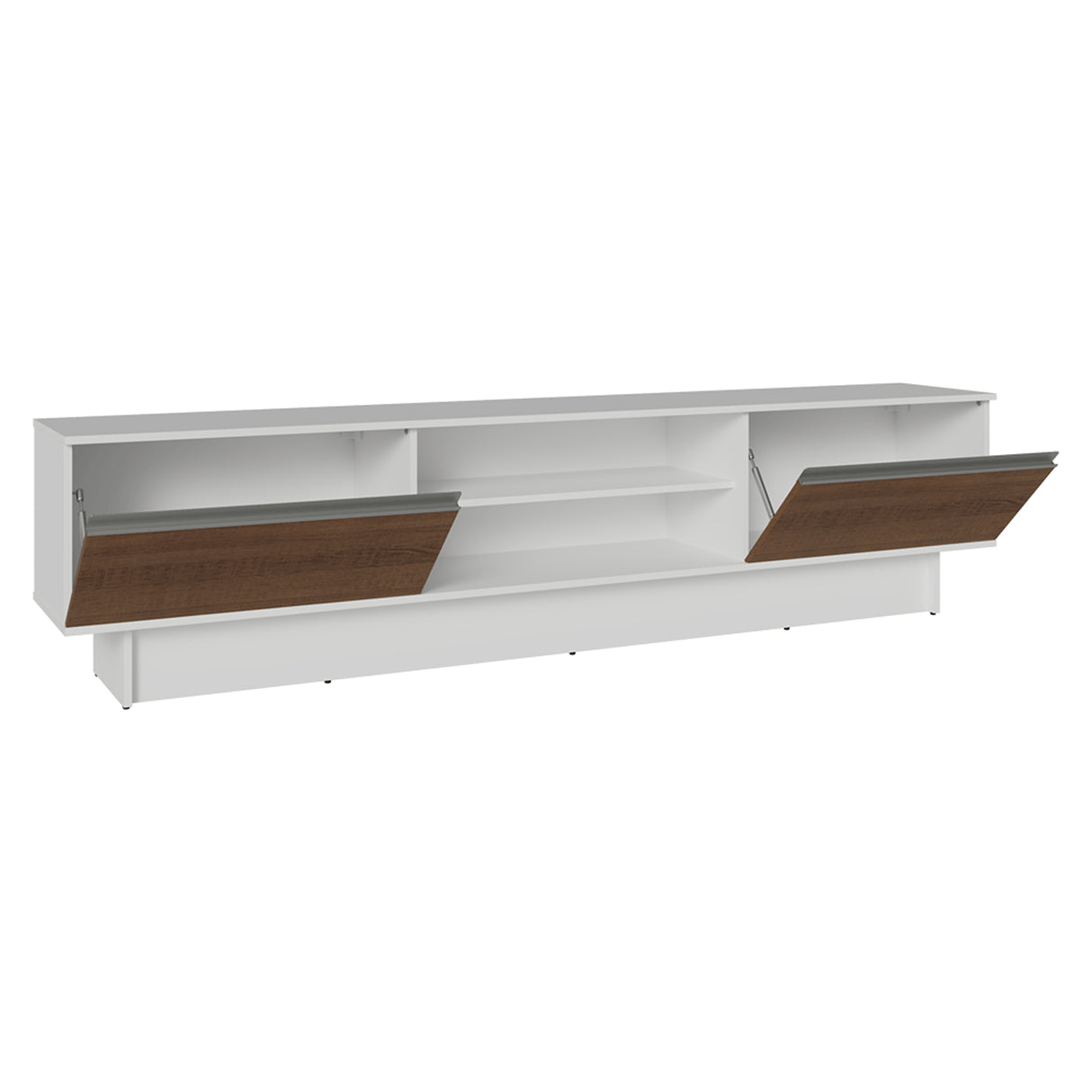 Rack de TV Glamy Blanco y Marrón 218x52cm para TV Hasta 80 Pulgadas con Cinco Cajones