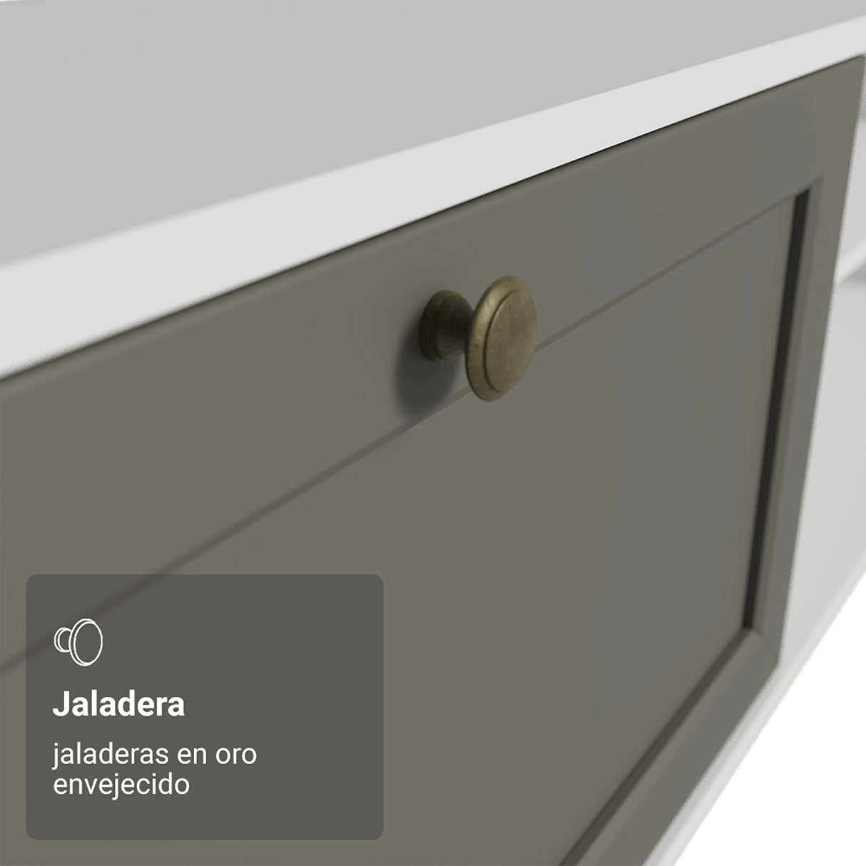 Rack de TV Vik Blanco y Gris 218x52cm para TV Hasta 80 Pulgadas Flotante con Cinco Cajones
