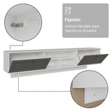 Rack de TV Vik Blanco y Gris 218x52cm para TV Hasta 80 Pulgadas Flotante con Cinco Cajones