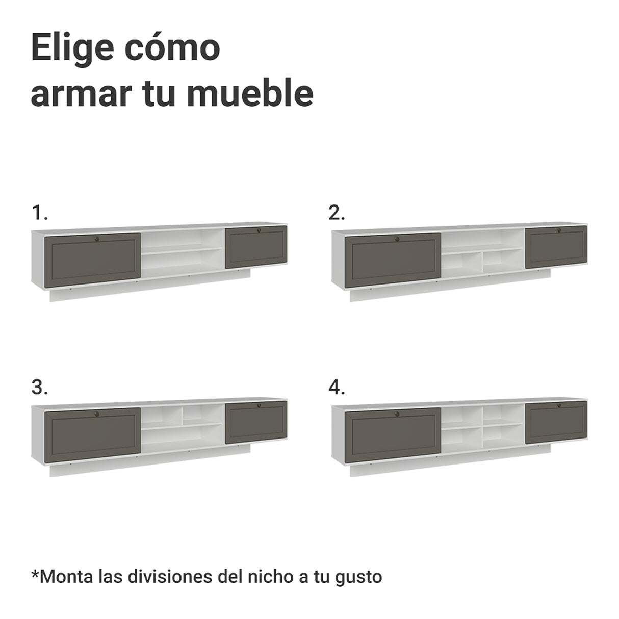 Rack de TV Vik Blanco y Gris 218x52cm para TV Hasta 80 Pulgadas Flotante con Cinco Cajones