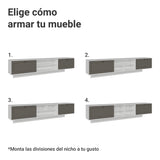Rack de TV Vik Blanco y Gris 218x52cm para TV Hasta 80 Pulgadas Flotante con Cinco Cajones