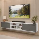 Rack de TV Vik Blanco y Gris 218x52cm para TV Hasta 80 Pulgadas Flotante con Cinco Cajones