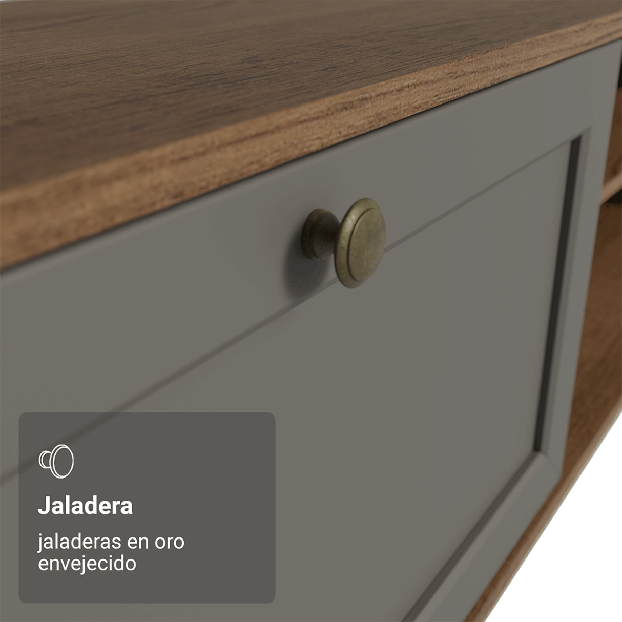 Rack de TV Vik Marrón y Gris 218x52cm para TV Hasta 80 Pulgadas con Cinco Cajones