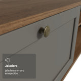 Rack de TV Vik Marrón y Gris 218x52cm para TV Hasta 80 Pulgadas con Cinco Cajones