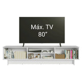 Rack de TV Vik Blanco y Verde 218x52cm para TV Hasta 80 Pulgadas con Cinco Cajones