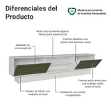 Rack de TV Vik Blanco y Verde 218x52cm para TV Hasta 80 Pulgadas con Cinco Cajones