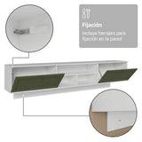 Rack de TV Vik Blanco y Verde 218x52cm para TV Hasta 80 Pulgadas Flotante con Cinco Cajones
