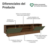 Rack de TV Vik Marrón y Verde 218x52cm para TV Hasta 80 Pulgadas con Cinco Cajones
