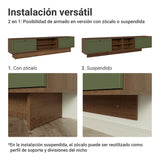 Rack de TV Vik Marrón y Verde 218x52cm para TV Hasta 80 Pulgadas Flotante con Cinco Cajones