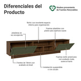 Rack de TV Vik Marrón y Verde 218x52cm para TV Hasta 80 Pulgadas Flotante con Cinco Cajones