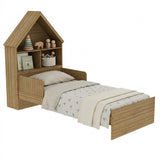 Cama Infantil Ariel Cafe Claro 95.6x155.5cm para Colchón Sencillo 90 X 190 Cm con Cabecero y Piecero