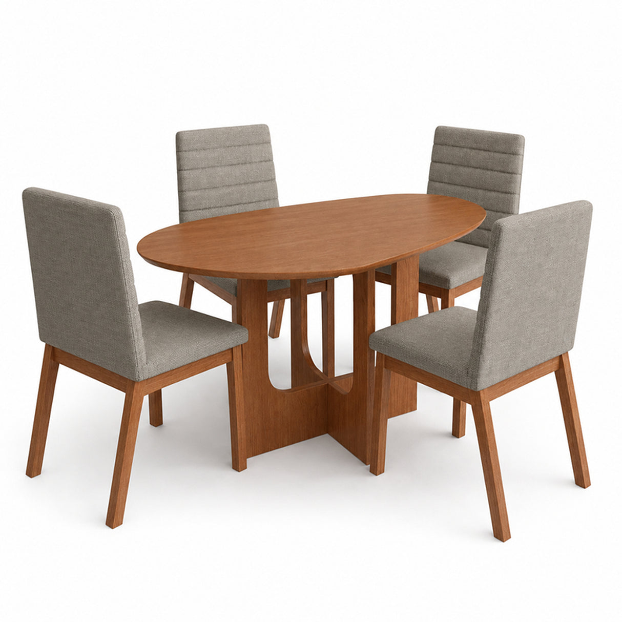 Comedor Samoa Cafe y Gris 100x78cm Ovalado De Cuatro Puestos con Cuatro Sillas