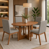 Comedor Samoa Cafe y Gris 100x78cm Ovalado De Cuatro Puestos con Cuatro Sillas