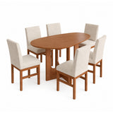 Comedor Providencia Cafe y Beige 100x78cm Ovalado De Seis Puestos con Seis Sillas