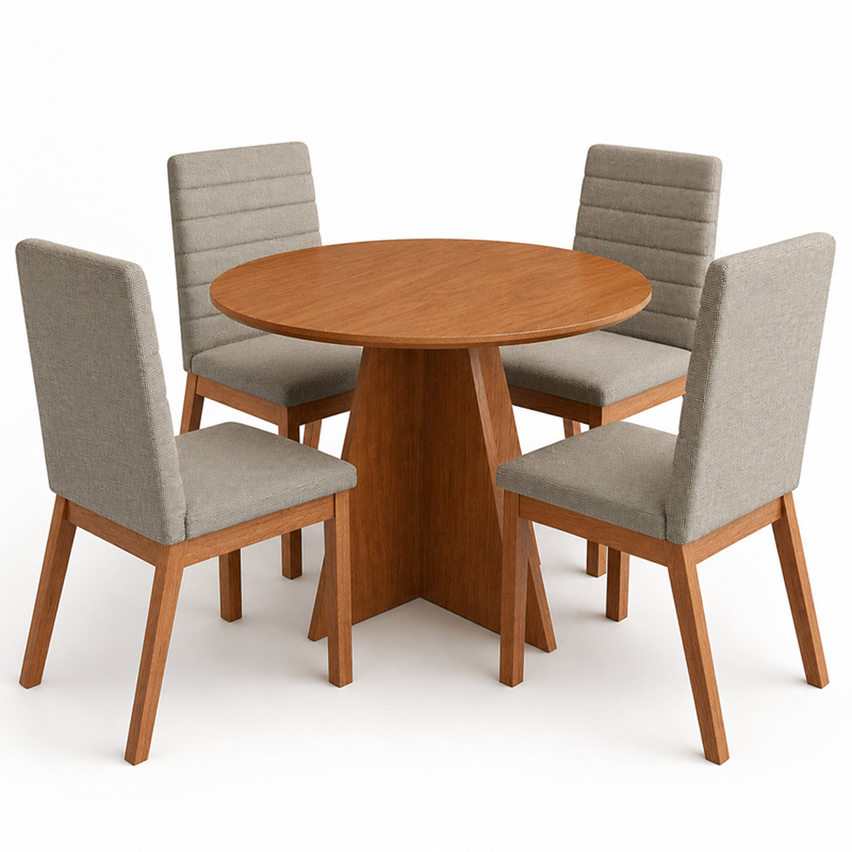Comedor Lombok Cafe y Gris 90x78cm Circular De Cuatro Puestos con Cuatro Sillas