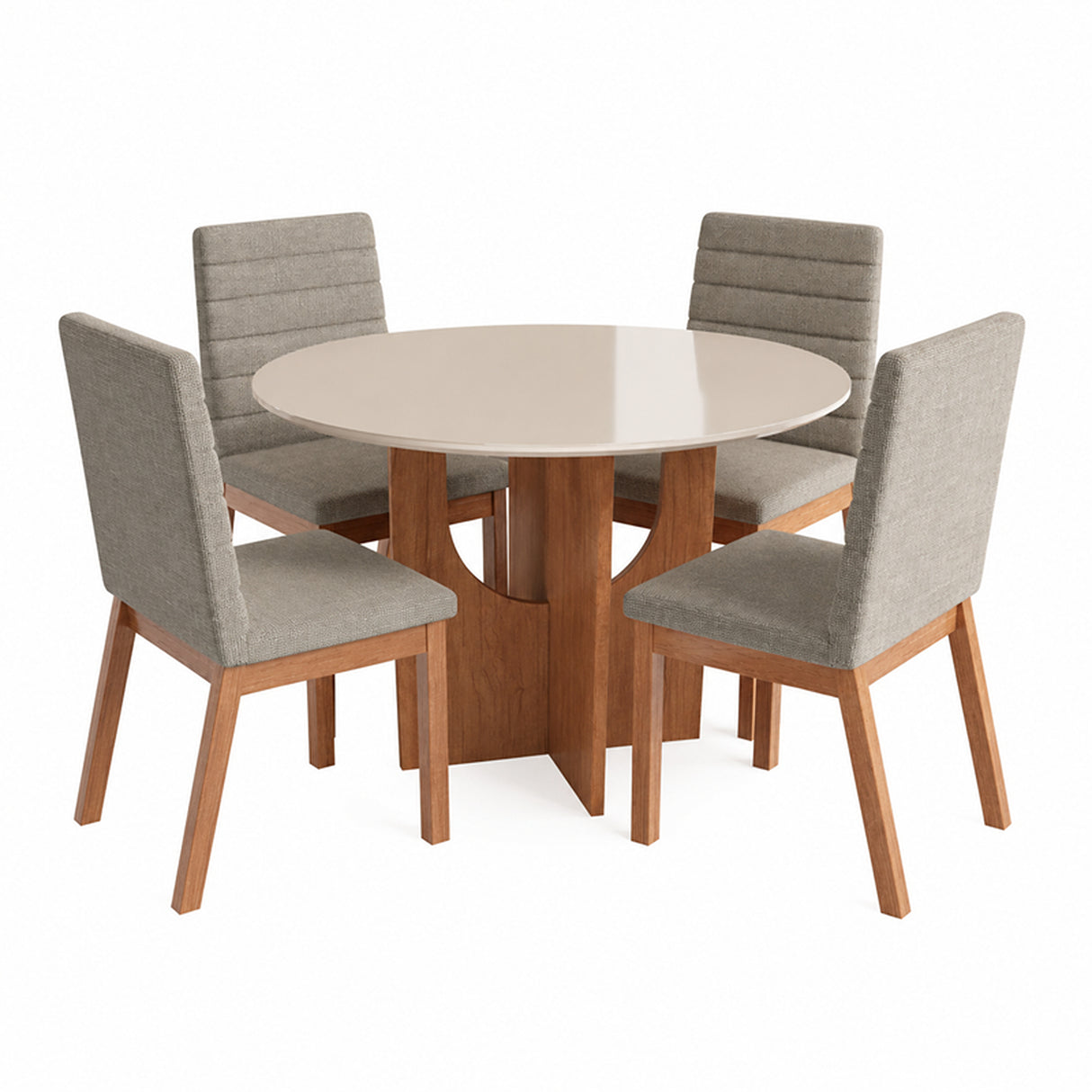 Comedor Taboga Cafe y Gris 110x78cm Circular De Cuatro Puestos con Cuatro Sillas
