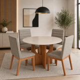 Comedor Taboga Cafe y Gris 110x78cm Circular De Cuatro Puestos con Cuatro Sillas