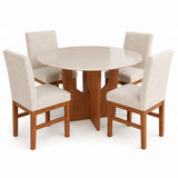 Comedor Saona Cafe y Beige 110x78cm Circular De Cuatro Puestos con Cuatro Sillas