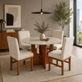 Comedor Saona Cafe y Beige 110x78cm Circular De Cuatro Puestos con Cuatro Sillas