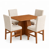 Comedor Córcega Cafe y Beige 120x78cm Cuadrado De Cuatro Puestos con Cuatro Sillas