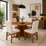 Comedor Córcega Cafe y Beige 120x78cm Cuadrado De Cuatro Puestos con Cuatro Sillas