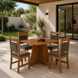 Comedor Indonesia Cafe y Cafe Oscuro 120x78cm Cuadrado De Cuatro Puestos con Cuatro Sillas