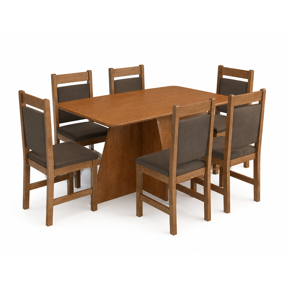Comedor Martinica Cafe y Cafe Oscuro 120x78cm Rectangular De Seis Puestos con Seis Sillas