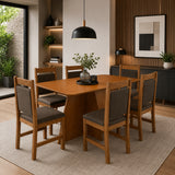 Comedor Martinica Cafe y Cafe Oscuro 120x78cm Rectangular De Seis Puestos con Seis Sillas