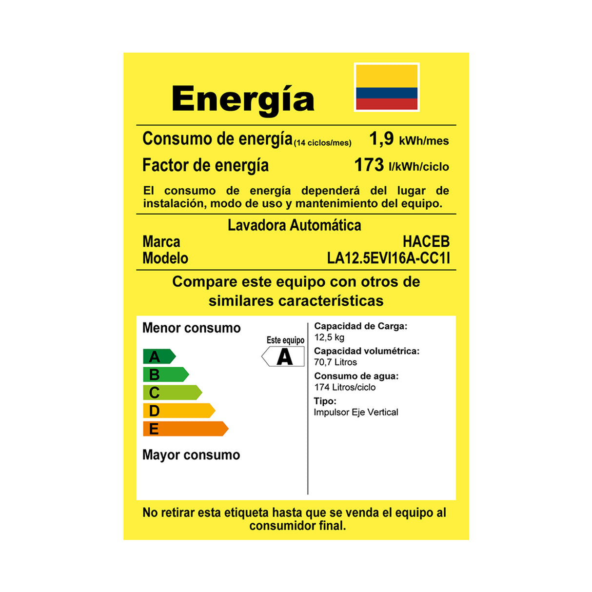 Lavadora Haceb Gris 55x96cm para 12 Kilogramos con 8 Funciones Preconfiguradas