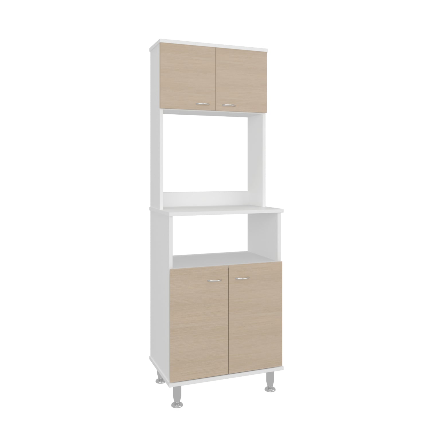 Alacena Fenix Blanco y Cartagena 54x160cm sin Cajones y con Cuatro Puertas
