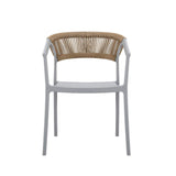 Silla para Exteriores Bali Gris 53x75.5cm Apilable con Apoya Brazos y con Espaldar