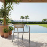 Silla para Exteriores Bali Gris 53x75.5cm Apilable con Apoya Brazos y con Espaldar